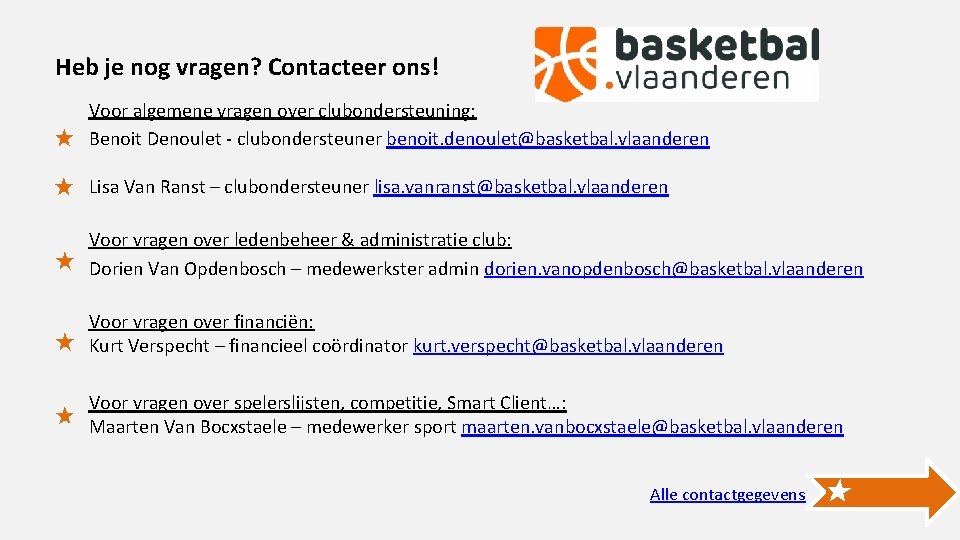 Heb je nog vragen? Contacteer ons! Voor algemene vragen over clubondersteuning: Benoit Denoulet -