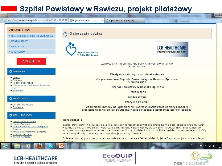 Szpital Powiatowy w Rawiczu, projekt pilotażowy 