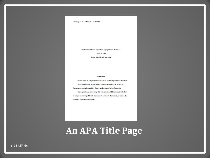 An APA Title Page p. 41 APA 6 e 