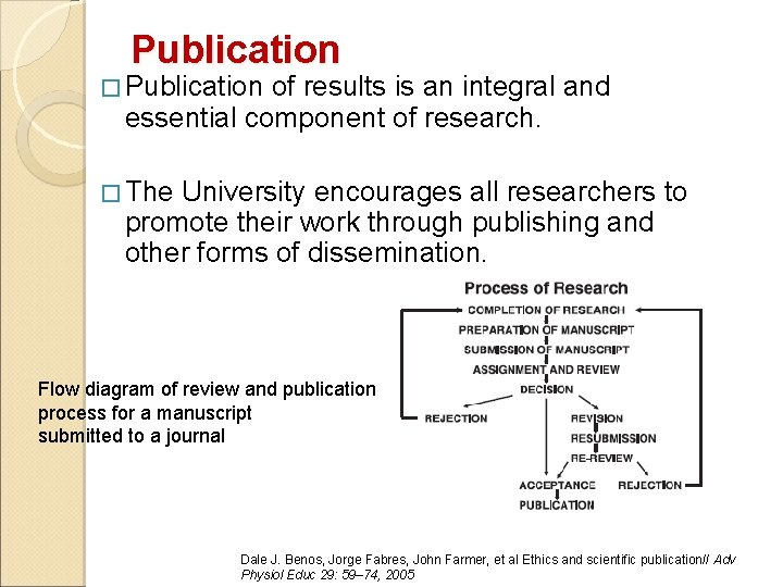 Publication � Publication of results is an integral and essential component of research. �