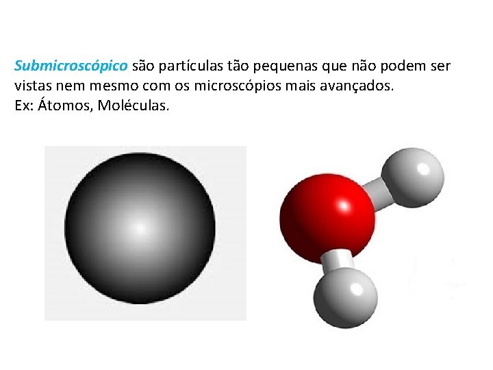 Submicroscópico são partículas tão pequenas que não podem ser vistas nem mesmo com os