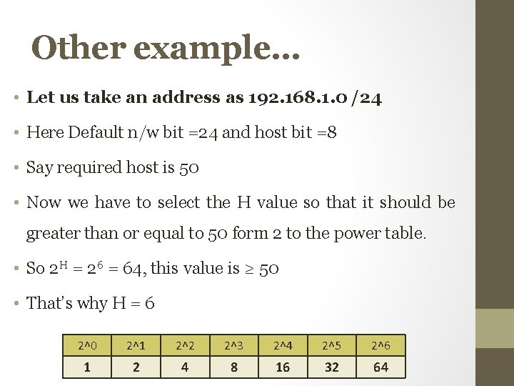 Other example… • Let us take an address as 192. 168. 1. 0 /24 Other example… • Let us take an address as 192. 168. 1. 0 /24