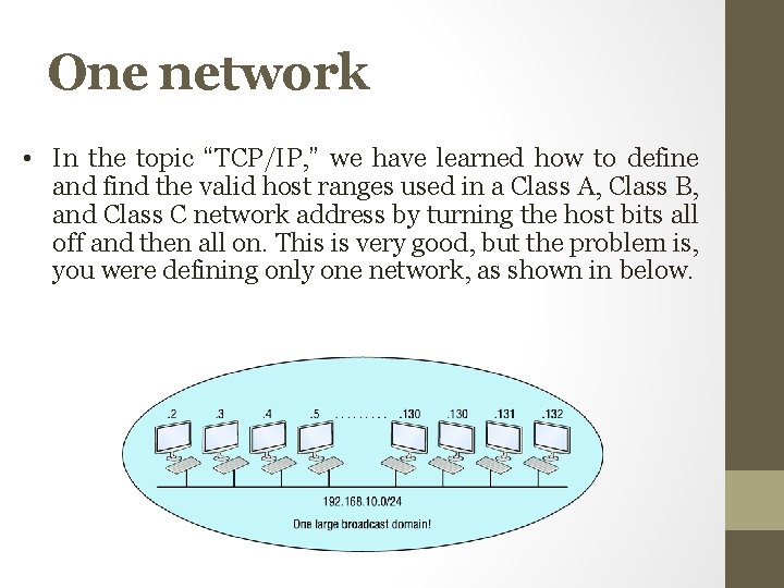 One network • In the topic “TCP/IP, ” we have learned how to define One network • In the topic “TCP/IP, ” we have learned how to define