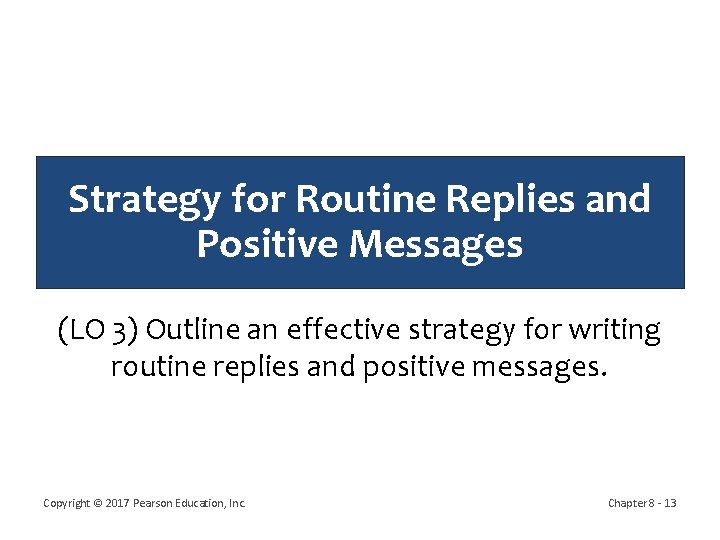 Strategy for Routine Replies and Positive Messages (LO 3) Outline an effective strategy for