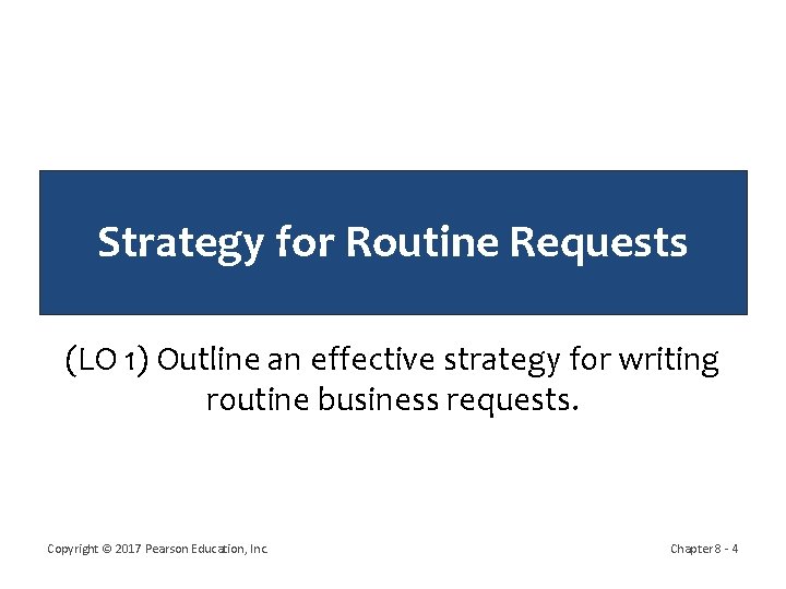 Strategy for Routine Requests (LO 1) Outline an effective strategy for writing routine business Strategy for Routine Requests (LO 1) Outline an effective strategy for writing routine business