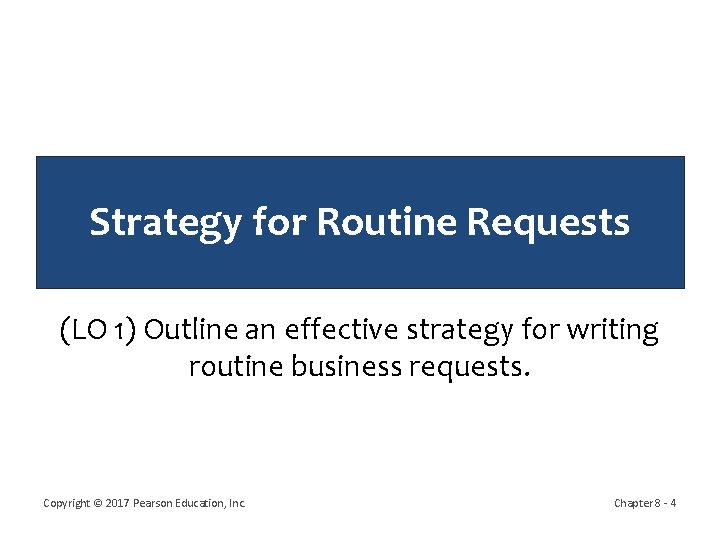 Strategy for Routine Requests (LO 1) Outline an effective strategy for writing routine business