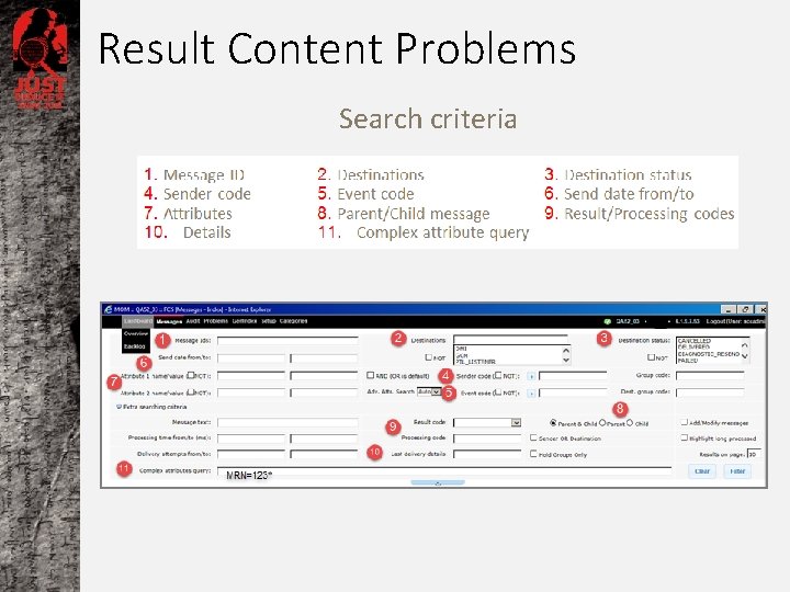 Result Content Problems Search criteria 