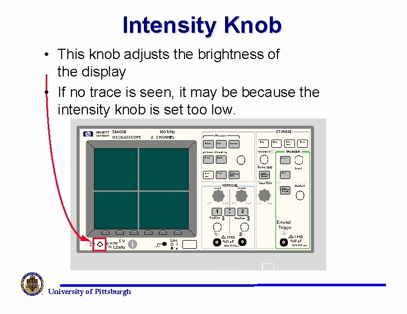 Intensity Knob • This knob adjusts the brightness of the display • If no