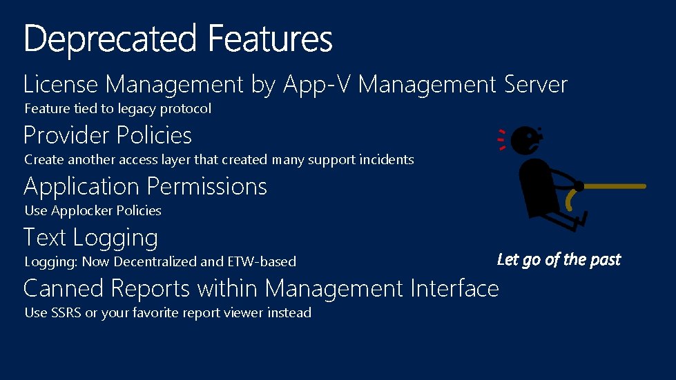 License Management by App-V Management Server Feature tied to legacy protocol Provider Policies Create