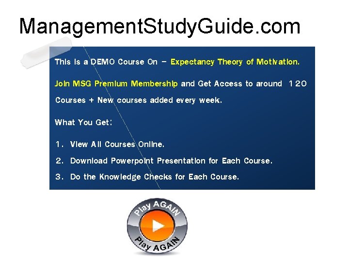 Management. Study. Guide. com This is a DEMO Course On – Expectancy Theory of