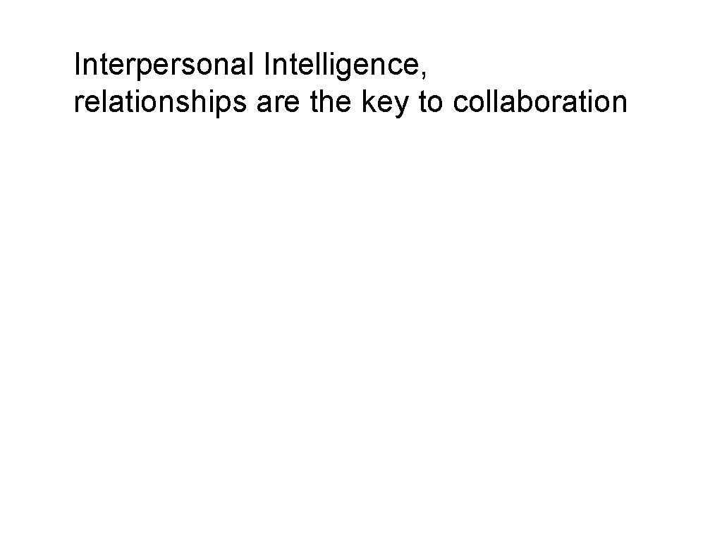 Interpersonal Intelligence, relationships are the key to collaboration 
