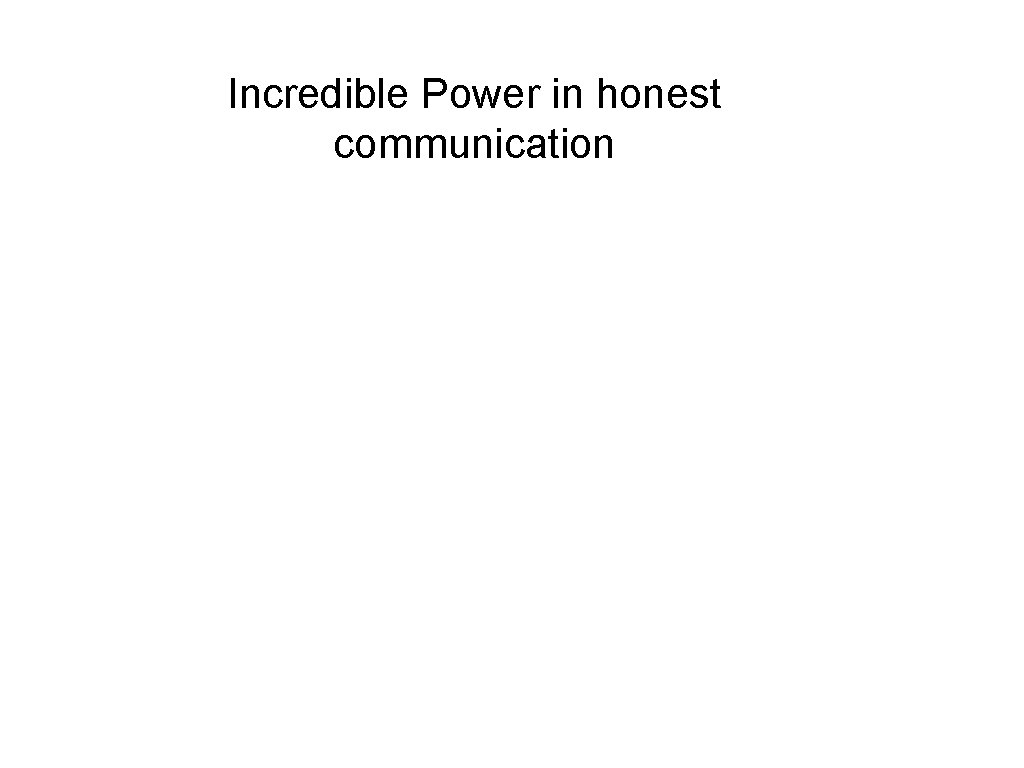 Incredible Power in honest communication 