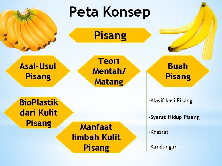 Peta Konsep Pisang Asal-Usul Pisang Bio. Plastik dari Kulit Pisang Teori Mentah/ Matang Buah