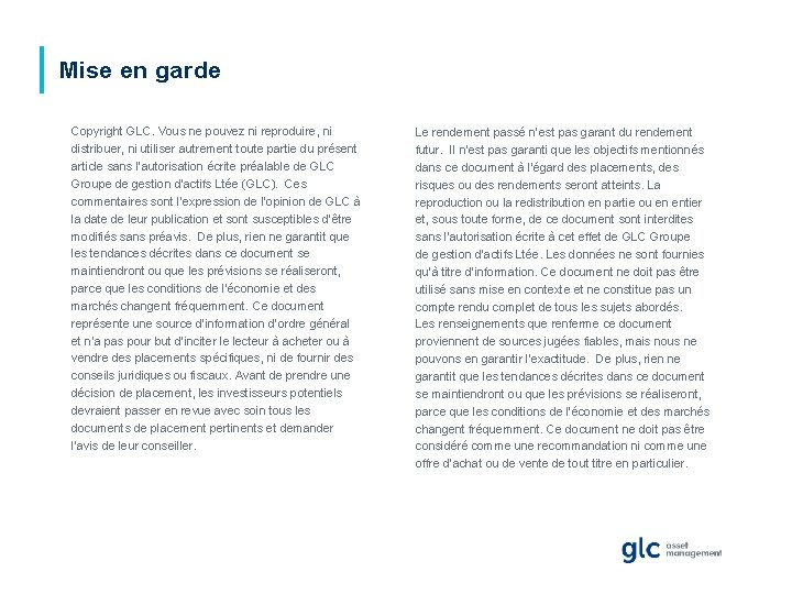 Mise en garde Copyright GLC. Vous ne pouvez ni reproduire, ni distribuer, ni utiliser