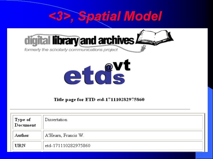 <3>, Spatial Model 