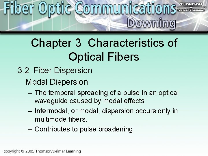 Chapter 3 Characteristics of Optical Fibers 3. 2 Fiber Dispersion Modal Dispersion – The