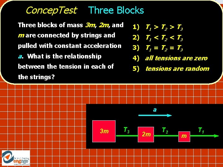 Concep. Test Three Blocks Three blocks of mass 3 m, 2 m, and m