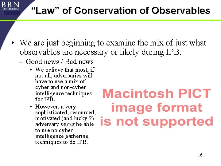 “Law” of Conservation of Observables • We are just beginning to examine the mix