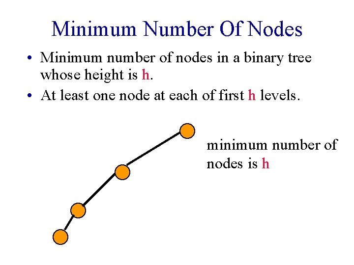Minimum Number Of Nodes • Minimum number of nodes in a binary tree whose