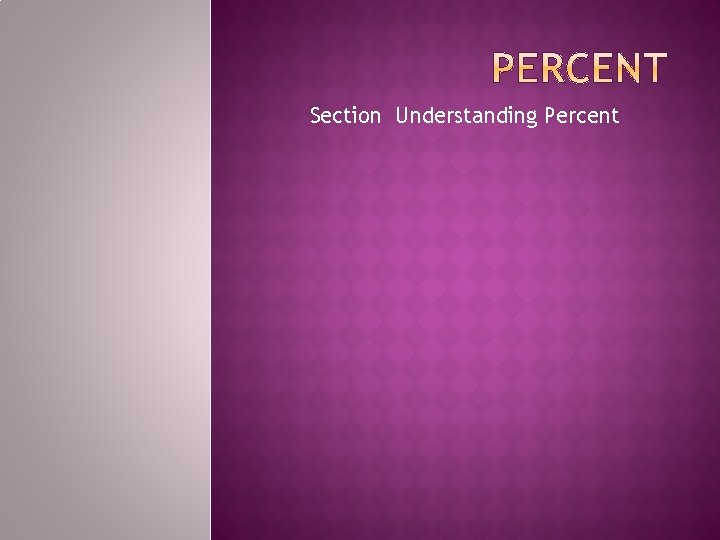Section Understanding Percent 