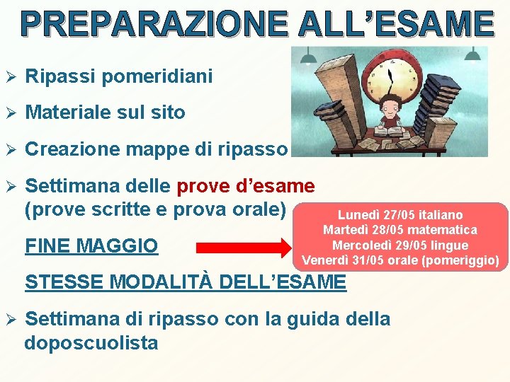 PREPARAZIONE ALL’ESAME Ø Ripassi pomeridiani Ø Materiale sul sito Ø Creazione mappe di ripasso