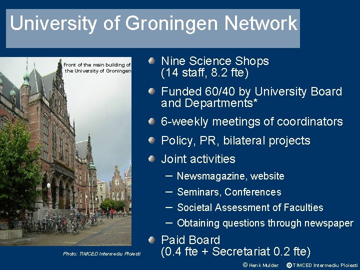 University of Groningen Network Front of the main building of the University of Groningen