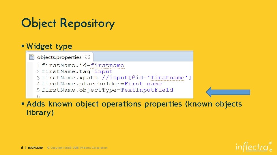Object Repository § Widget type § Adds known object operations properties (known objects library)