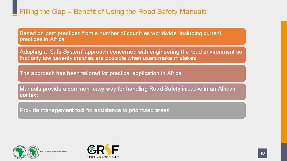 Filling the Gap – Benefit of Using the Road Safety Manuals Based on best