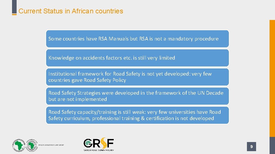 Current Status in African countries Some countries have RSA Manuals but RSA is not