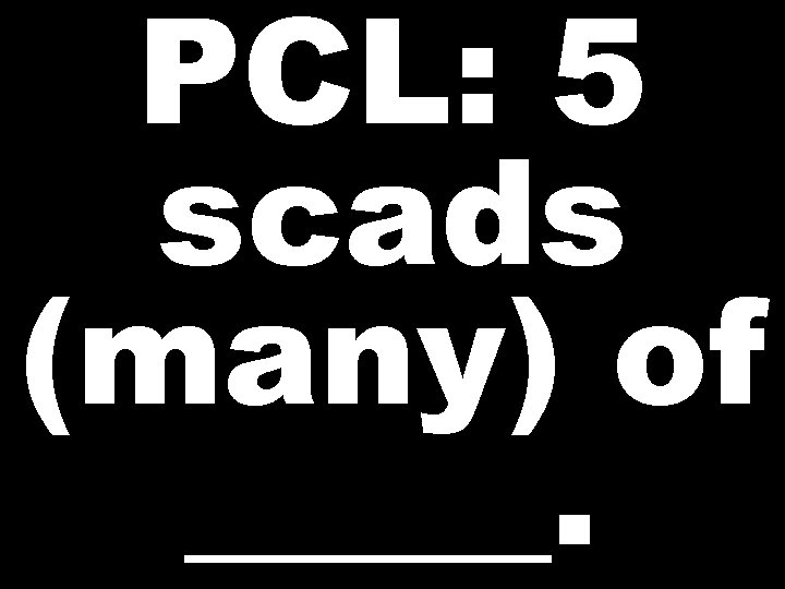 PCL: 5 scads (many) of _____. 