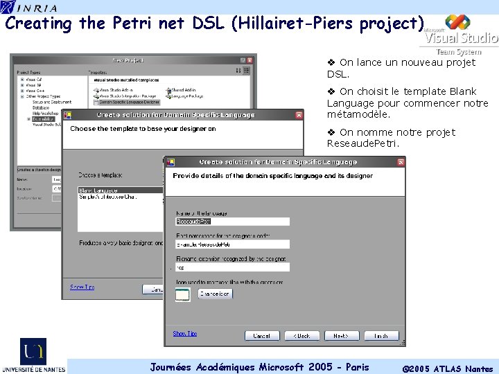 Creating the Petri net DSL (Hillairet-Piers project) v On lance un nouveau projet DSL.