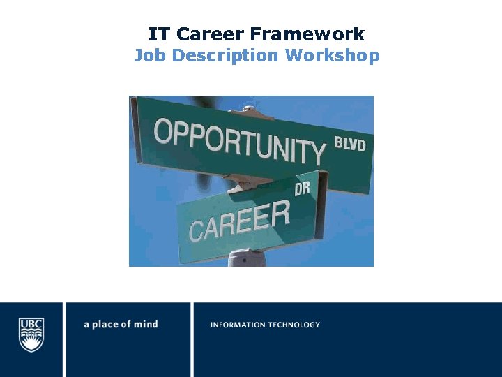 IT Career Framework Job Description Workshop 