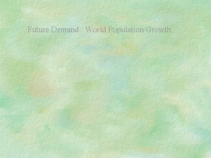 Future Demand : World Population Growth 