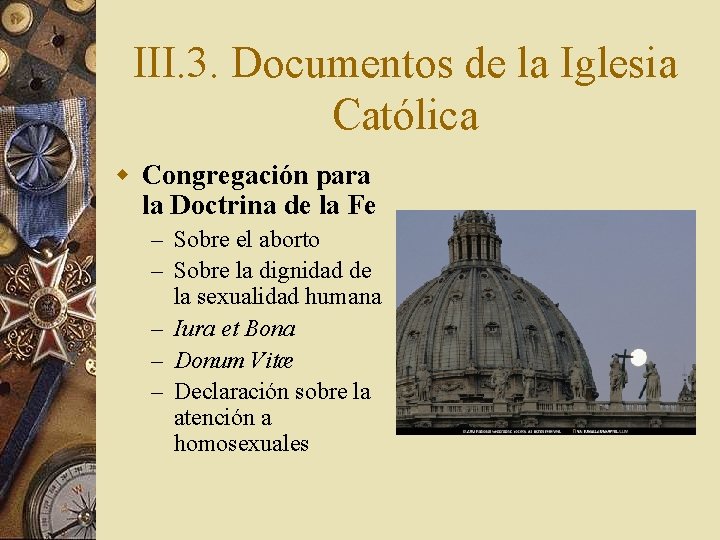 III. 3. Documentos de la Iglesia Católica w Congregación para la Doctrina de la