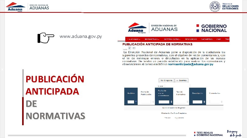 www. aduana. gov. py x x PUBLICACIÓN ANTICIPADA DE NORMATIVAS 