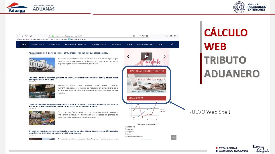 x CÁLCULO WEB TRIBUTO ADUANERO NUEVO Web Site ! x 