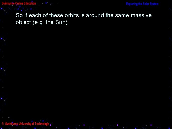 So if each of these orbits is around the same massive object (e. g.