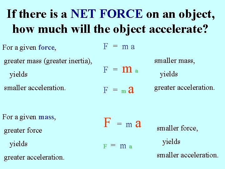 If there is a NET FORCE on an object, how much will the object