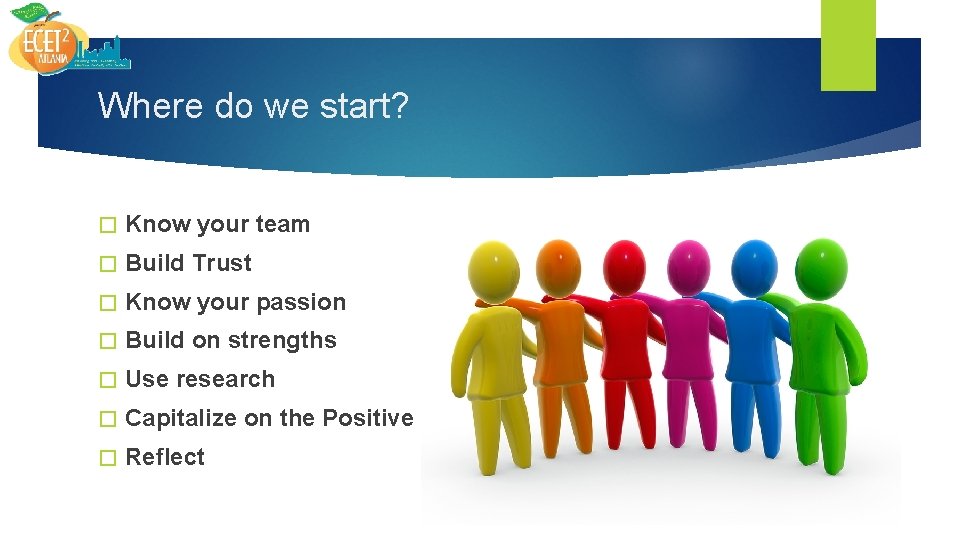 Where do we start? � Know your team � Build Trust � Know your
