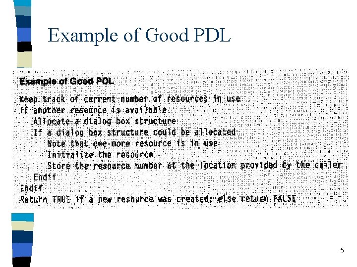 Example of Good PDL 5 Example of Good PDL 5