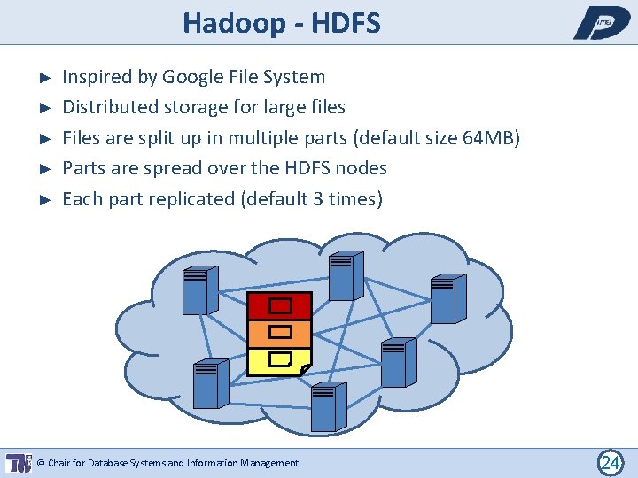 Hadoop - HDFS ► ► ► Inspired by Google File System Distributed storage for