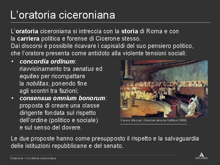 L’oratoria ciceroniana si intreccia con la storia di Roma e con la carriera politica