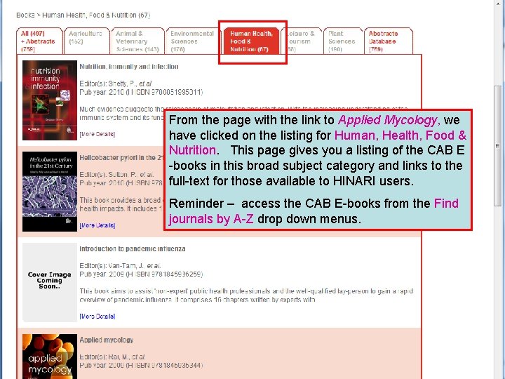 From the page with the link to Applied Mycology, we have clicked on the