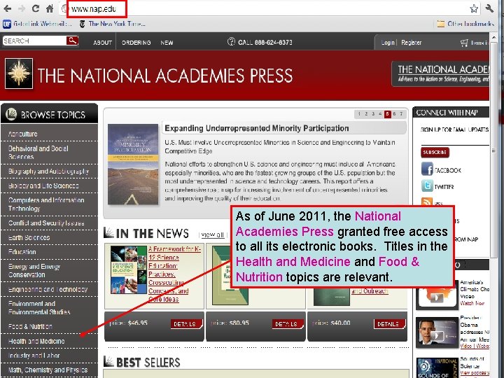 As of June 2011, the National Academies Press granted free access to all its