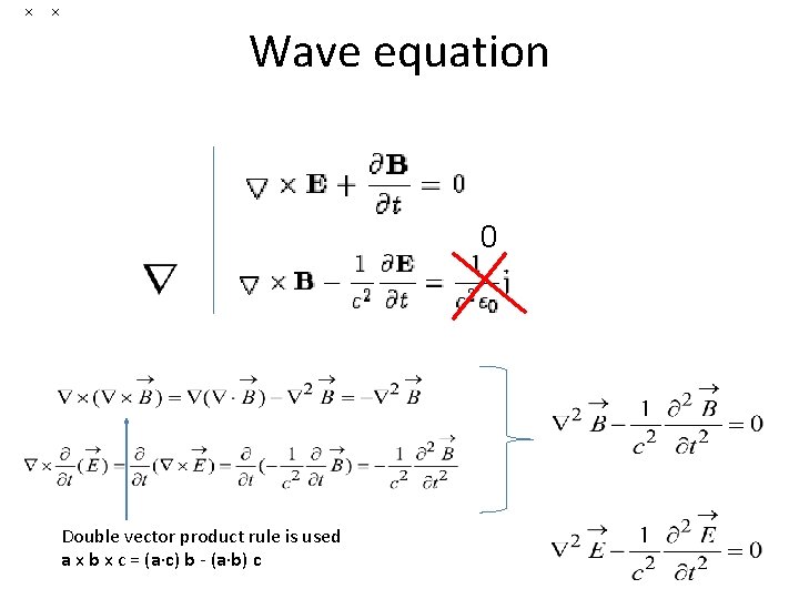 Wave equation 0 Double vector product rule is used a x b x c