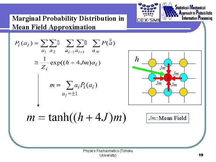Marginal Probability Distribution in Mean Field Approximation h Jm Jm i Jm Jm Jm：Mean