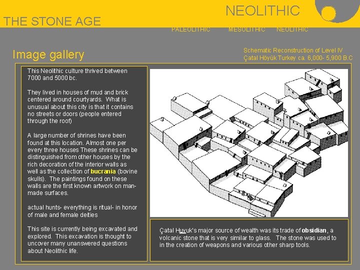 THE STONE AGE Image gallery NEOLITHIC PALEOLITHIC MESOLITHIC NEOLITHIC Schematic Reconstruction of Level IV