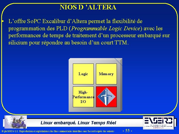  NIOS D ’ALTERA • L’offre So. PC Excalibur d’Altera permet la flexibilité de