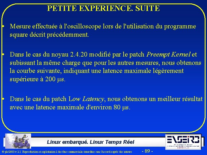 PETITE EXPERIENCE. SUITE • Mesure effectuée à l'oscilloscope lors de l'utilisation du programme square