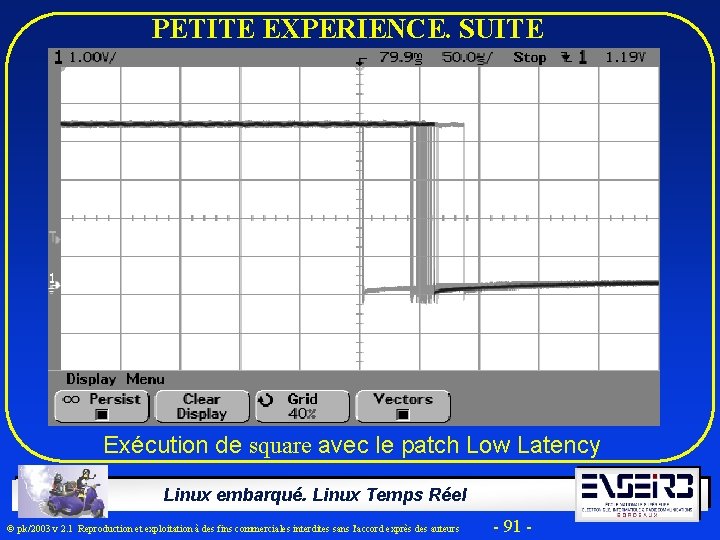 PETITE EXPERIENCE. SUITE Exécution de square avec le patch Low Latency Linux embarqué. Linux